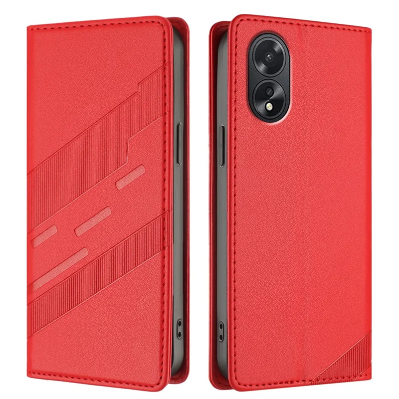 For Oppo A38 4G Phone Cases Punk Style Imprinted Wallet Stand Leather Cover - Red-Cellmalls