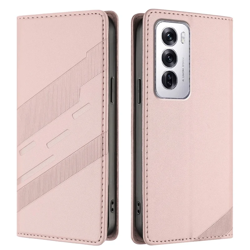 For Oppo Reno12 5G (Global) Phone Cases Punk Style Imprinted Wallet Stand Leather Cover - Red-Cellmalls