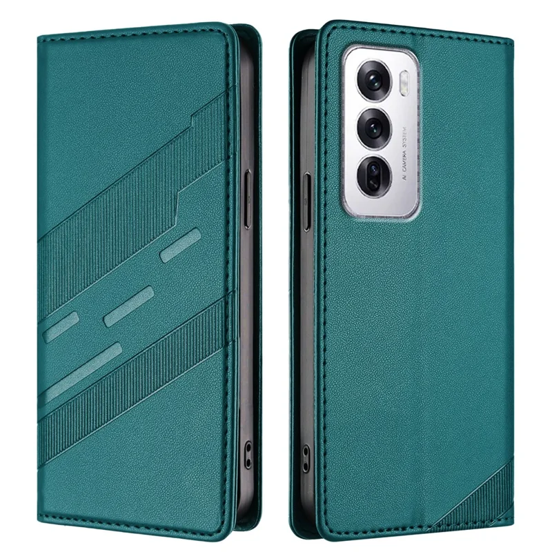 For Oppo Reno12 5G (Global) Phone Cases Punk Style Imprinted Wallet Stand Leather Cover - Red-Cellmalls