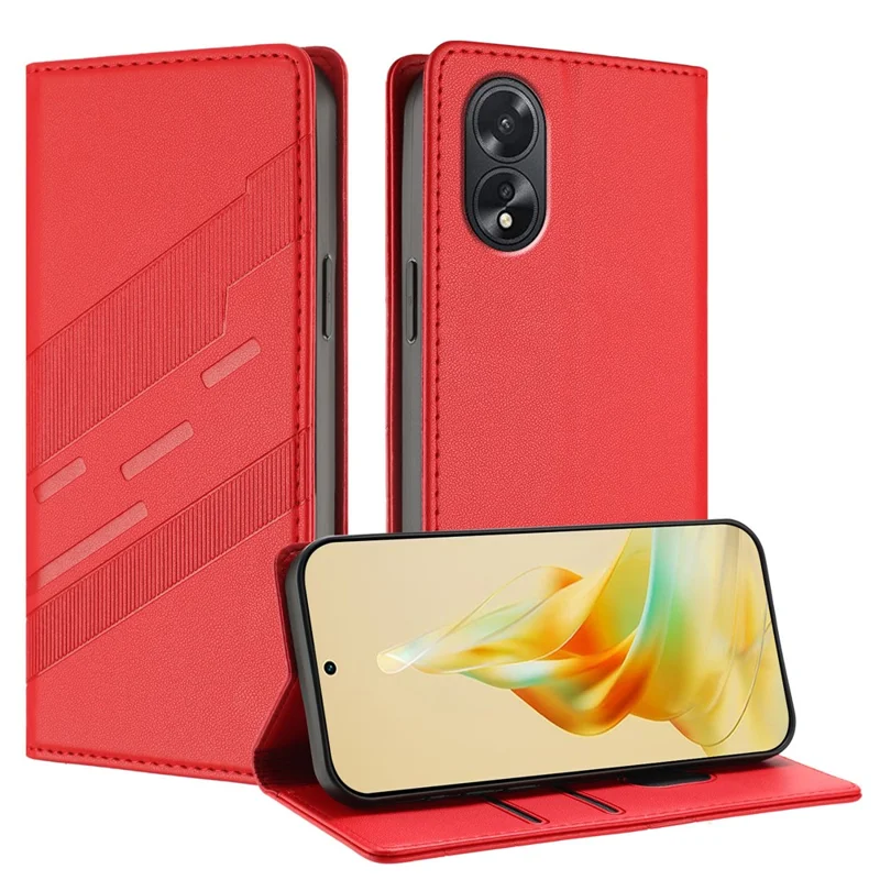 For Oppo A38 4G Phone Cases Punk Style Imprinted Wallet Stand Leather Cover - Red-Cellmalls