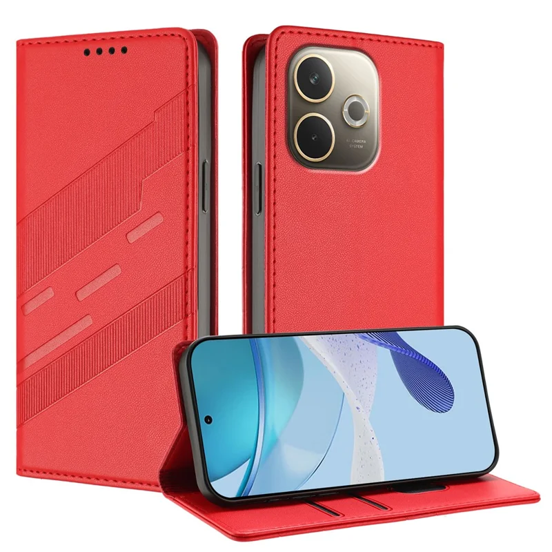 For Oppo A5 Pro 5G (Global) Phone Cases Punk Style Imprinted Wallet Stand Leather Cover - Red-Cellmalls