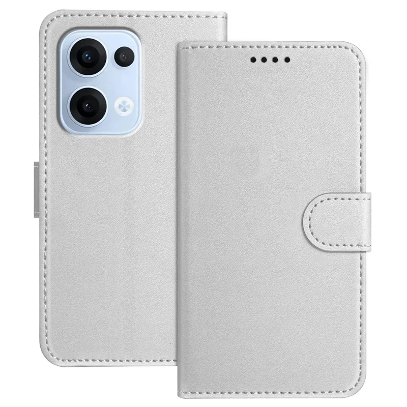 For Oppo Reno13 5G (Global) Leather Case Wallet Stand Solid Color Anti Drop Phone Cover - Black-Cellmalls