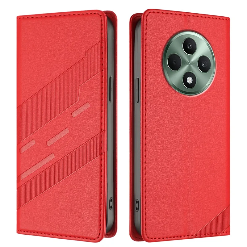 For Oppo Reno12 F 5G Phone Cases Punk Style Imprinted Wallet Stand Leather Cover - Red-Cellmalls