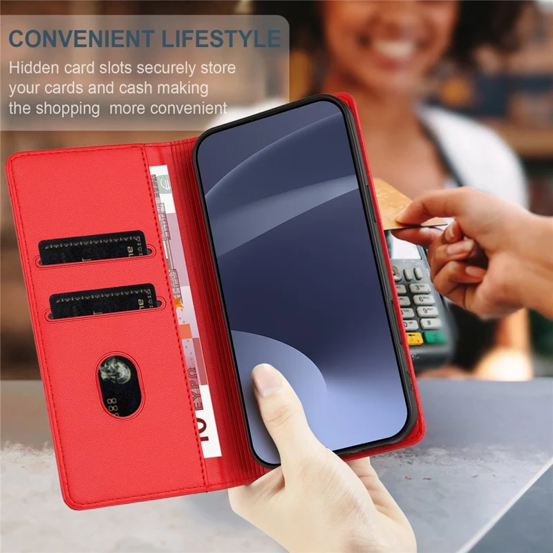 For Oppo Reno12 F 5G Phone Cases Punk Style Imprinted Wallet Stand Leather Cover - Red-Cellmalls