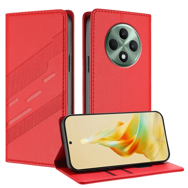 For Oppo Reno12 F 5G Phone Cases Punk Style Imprinted Wallet Stand Leather Cover - Red-Cellmalls