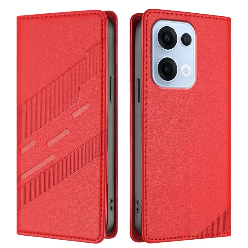For Oppo Reno13 5G (Global) Phone Cases Punk Style Imprinted Wallet Stand Leather Cover - Red-Cellmalls