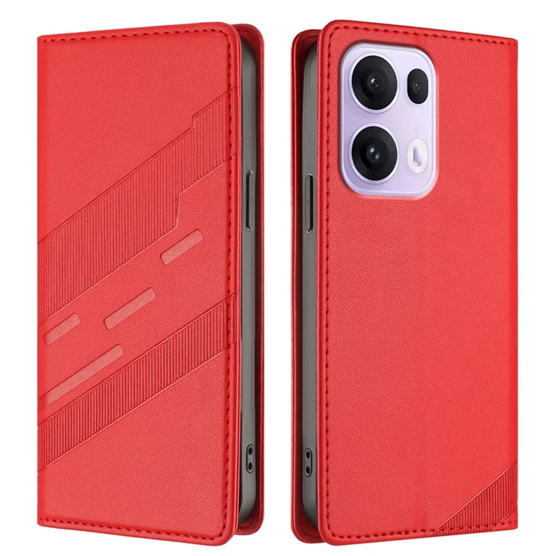 For Oppo Reno13 Pro 5G Phone Cases Punk Style Imprinted Wallet Stand Leather Cover - Red-Cellmalls