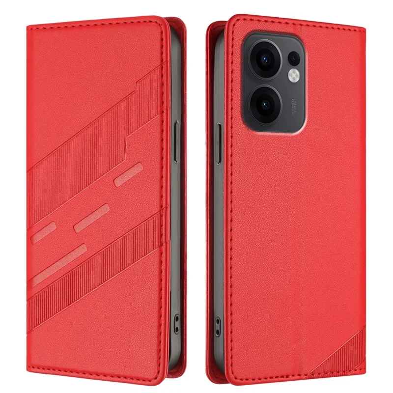 For Oppo Reno13 F 5G Phone Cases Punk Style Imprinted Wallet Stand Leather Cover - Red-Cellmalls