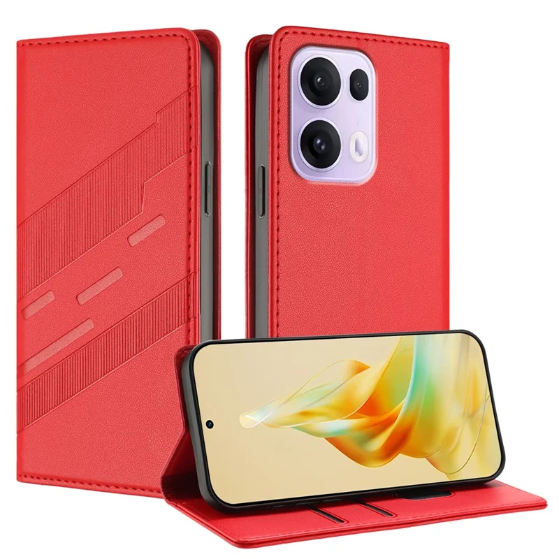 For Oppo Reno13 Pro 5G Phone Cases Punk Style Imprinted Wallet Stand Leather Cover - Red-Cellmalls