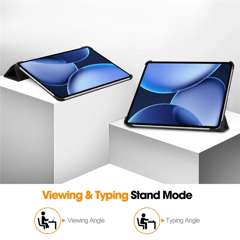 For Oppo Pad 4 Pro / OnePlus Pad 3 / Pad 2 Pro Case Anti-Drop Leather Stand Tablet Cover - Black-Cellmalls