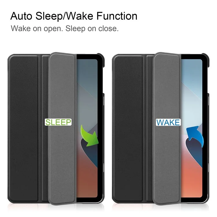 Shockproof Case for Oppo Pad Air PU Leather+PC Protective Case Auto Wake / Sleep Tablet Cover with Trifold Stand - Black-Cellmalls
