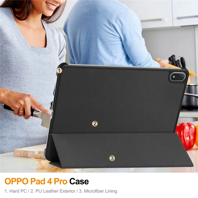 For Oppo Pad 4 Pro / OnePlus Pad 3 / Pad 2 Pro Case Anti-Drop Leather Stand Tablet Cover - Black-Cellmalls