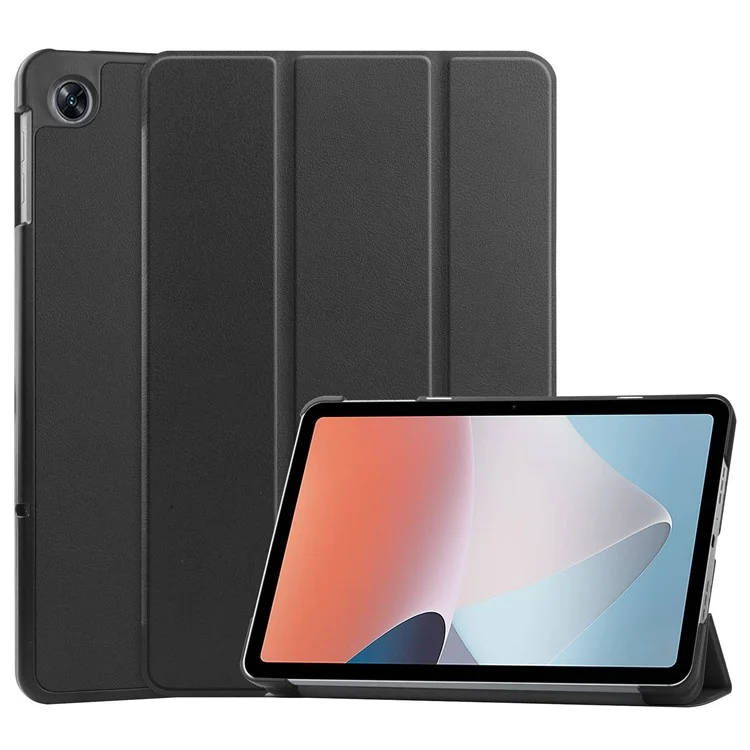 Shockproof Case for Oppo Pad Air PU Leather+PC Protective Case Auto Wake / Sleep Tablet Cover with Trifold Stand - Black-Cellmalls