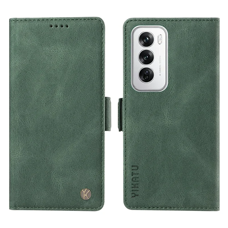 YIKATU YK-005 For Oppo Reno12 5G (Global) Leather Phone Case Side Magnetic Clasps - Blue-Cellmalls