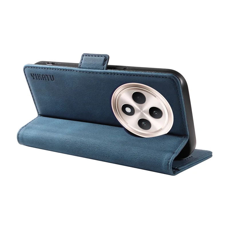 YIKATU YK-005 For Oppo Reno12 F 4G Case PU Leather Skin-Touch Phone Cover Folding Stand - Blue-Cellmalls