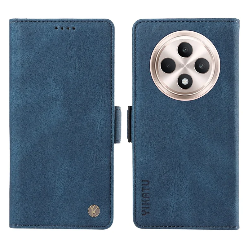 YIKATU YK-005 For Oppo Reno12 F 4G Case PU Leather Skin-Touch Phone Cover Folding Stand - Blue-Cellmalls