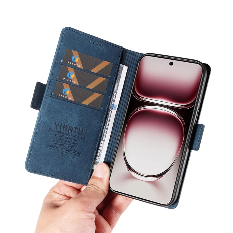 YIKATU YK-005 For Oppo Reno12 Pro 5G (Global) / (China) Phone Case Skin-Touch Leather Cover - Blue-Cellmalls
