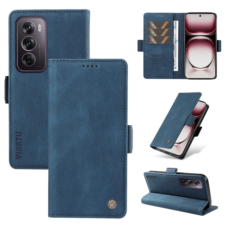 YIKATU YK-005 For Oppo Reno12 Pro 5G (Global) / (China) Phone Case Skin-Touch Leather Cover - Blue-Cellmalls