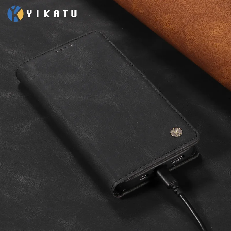 For Oppo Reno14 5G (China) / Oppo Reno14 F 5G / Oppo Reno14 5G (Global) Leather Case YIKATU YK-005 Skin-touch Feeling Wallet Phone Cover - Black-Cellmalls