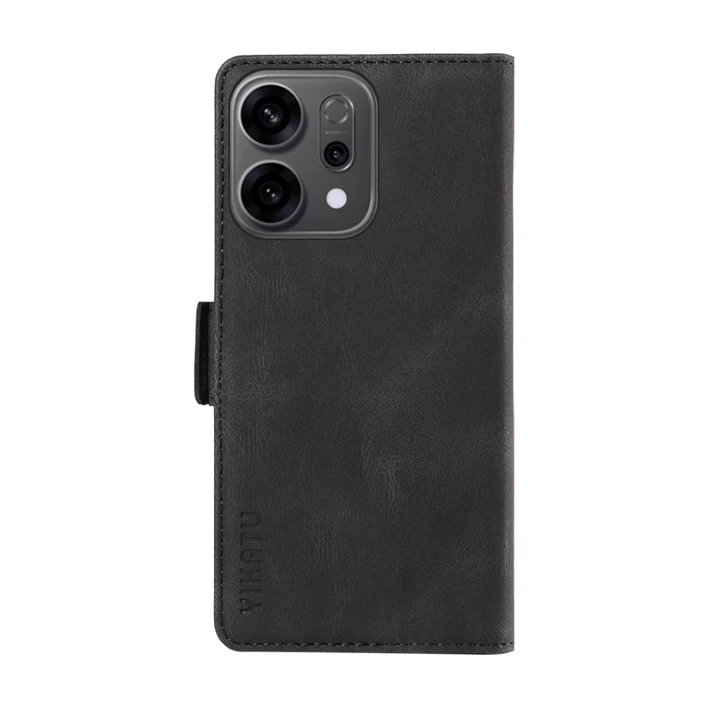 For Oppo Reno14 5G (China) / Oppo Reno14 F 5G / Oppo Reno14 5G (Global) Leather Case YIKATU YK-005 Skin-touch Feeling Wallet Phone Cover - Black-Cellmalls