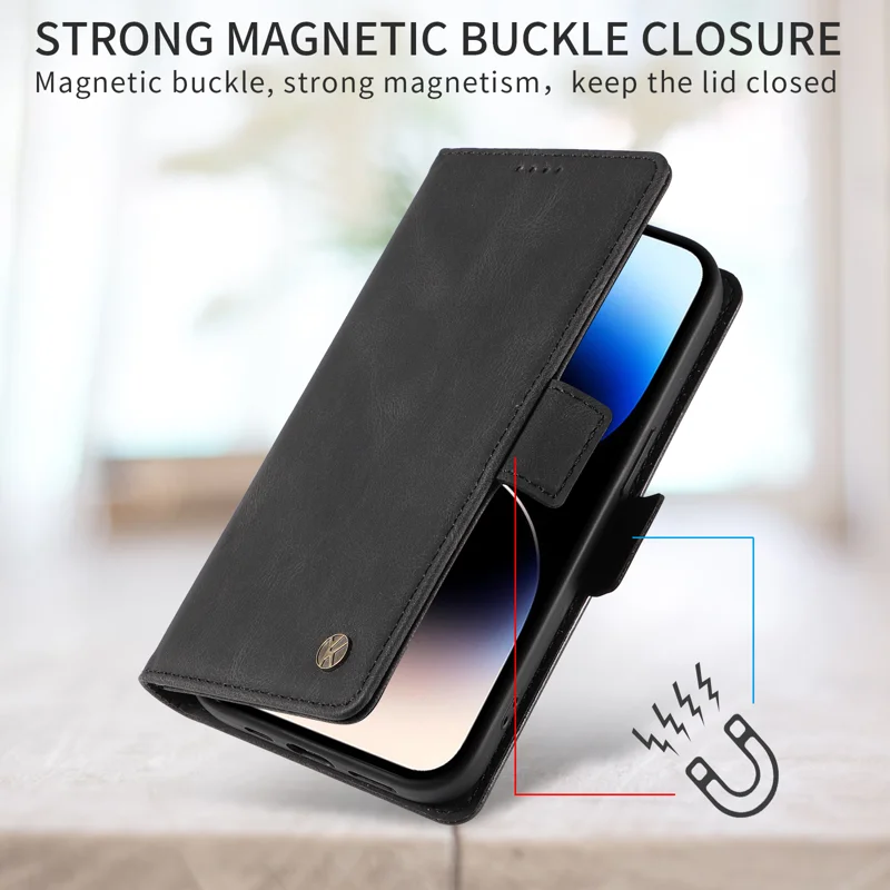 For Oppo Reno14 Pro 5G (China) / Oppo Reno14 Pro 5G (Global) Leather Case YIKATU YK-005 Skin-touch Feeling Wallet Phone Cover - Black-Cellmalls