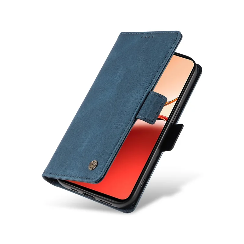 YIKATU YK-005 For Oppo Reno12 F 4G Case PU Leather Skin-Touch Phone Cover Folding Stand - Blue-Cellmalls