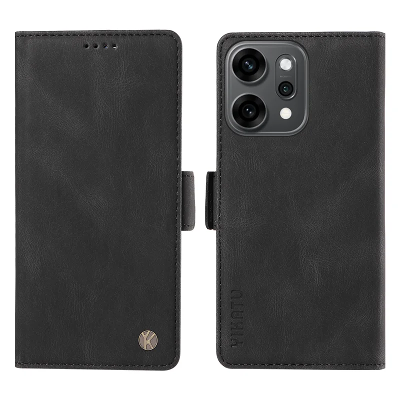 For Oppo Reno14 Pro 5G (China) / Oppo Reno14 Pro 5G (Global) Leather Case YIKATU YK-005 Skin-touch Feeling Wallet Phone Cover - Black-Cellmalls