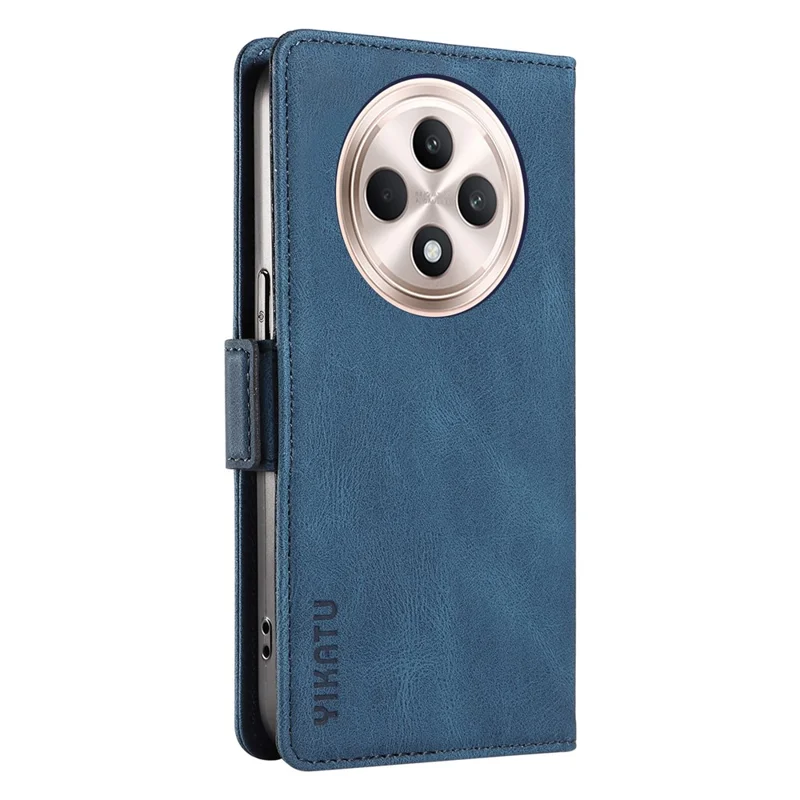 YIKATU YK-005 For Oppo Reno12 F 4G Case PU Leather Skin-Touch Phone Cover Folding Stand - Blue-Cellmalls