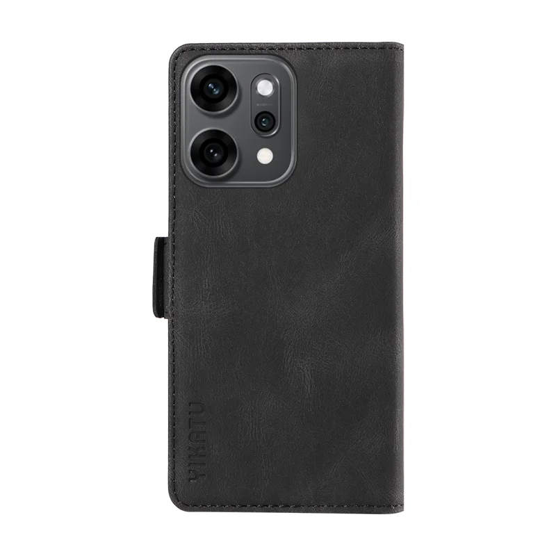 For Oppo Reno14 Pro 5G (China) / Oppo Reno14 Pro 5G (Global) Leather Case YIKATU YK-005 Skin-touch Feeling Wallet Phone Cover - Black-Cellmalls