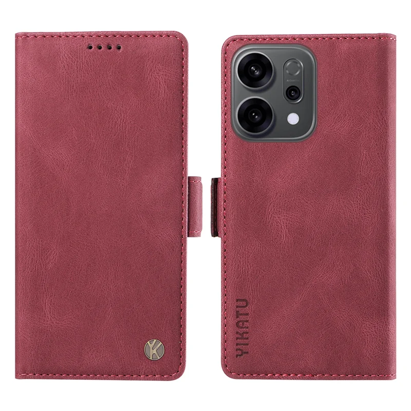 For Oppo Reno14 5G (China) / Oppo Reno14 F 5G / Oppo Reno14 5G (Global) Leather Case YIKATU YK-005 Skin-touch Feeling Wallet Phone Cover - Black-Cellmalls