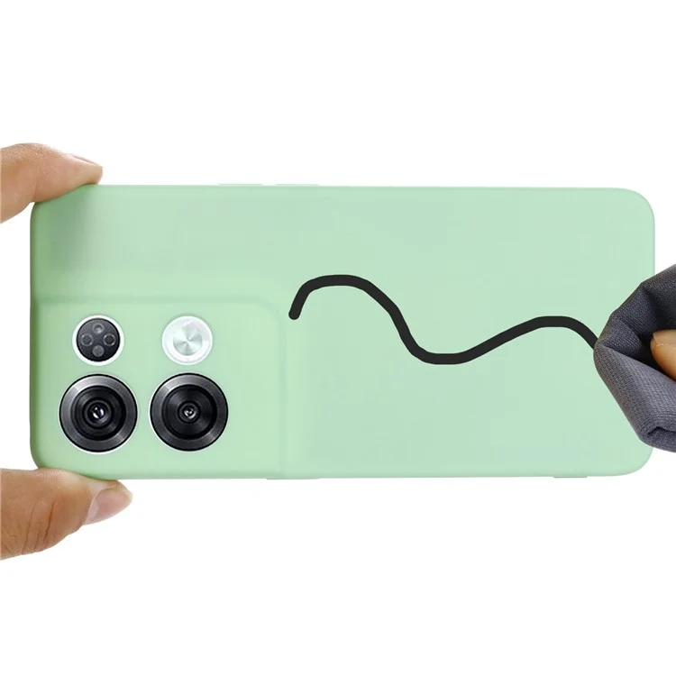 For Oppo Reno8 Pro+ 5G (Global Version) Liquid Silicone Microfiber Lining Protective Case Camera Protection Shockproof  Anti-Drop Phone Cover with Strap - Green-Cellmalls