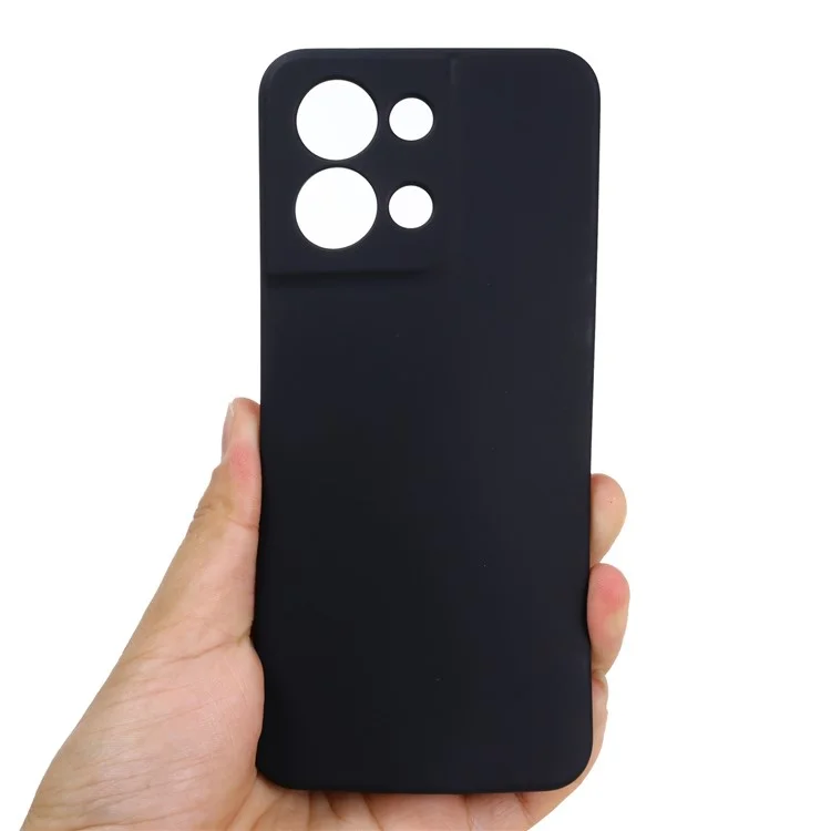 For Oppo Reno8 5G (Global Version) Soft Liquid Silicone Case Anti-Fingerprint Anti-Scratch Fiber Lining Camera Protective Phone Cover with Strap - Black-Cellmalls