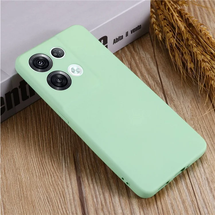 For Oppo Reno8 Pro+ 5G (Global Version) Liquid Silicone Microfiber Lining Protective Case Camera Protection Shockproof  Anti-Drop Phone Cover with Strap - Green-Cellmalls