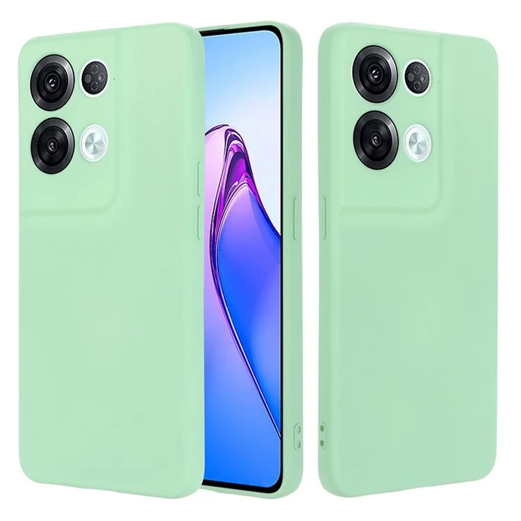 For Oppo Reno8 Pro+ 5G (Global Version) Liquid Silicone Microfiber Lining Protective Case Camera Protection Shockproof  Anti-Drop Phone Cover with Strap - Green-Cellmalls