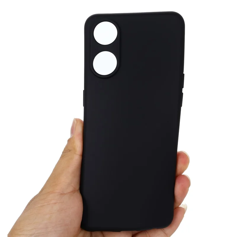 Phone Case for Oppo Reno8 T 4G , Liquid Silicone Soft Lining Shockproof Smartphone Cover with Strap - Black-Cellmalls