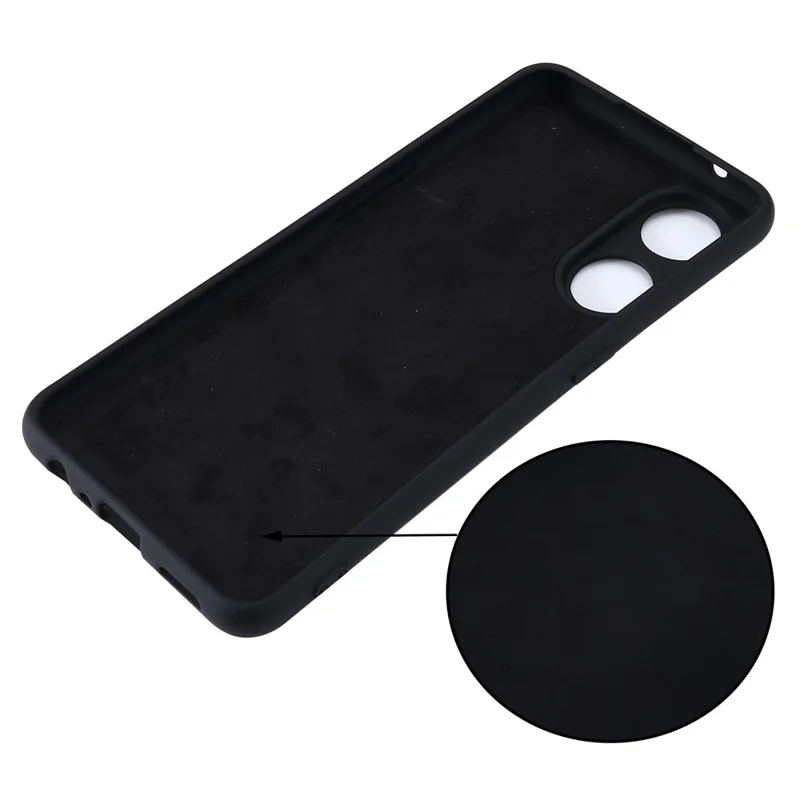 Phone Case for Oppo Reno8 T 4G , Liquid Silicone Soft Lining Shockproof Smartphone Cover with Strap - Black-Cellmalls