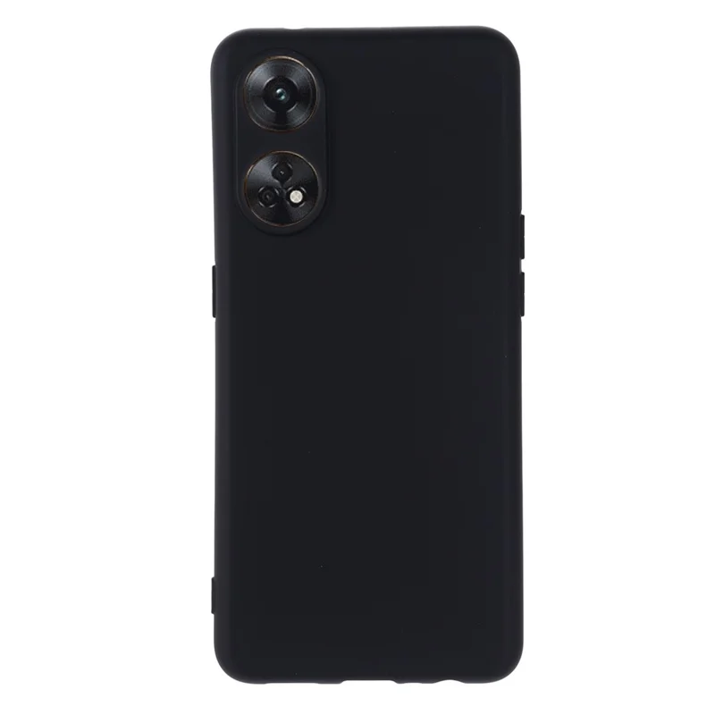 Phone Case for Oppo Reno8 T 4G , Liquid Silicone Soft Lining Shockproof Smartphone Cover with Strap - Black-Cellmalls
