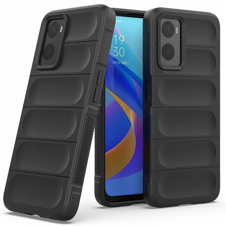 Soft TPU Case for Realme 9i/Oppo A36/A76 4G Anti-fall Phone Wear-resistant Rugged Back Cover Phone Protector - Black-Cellmalls