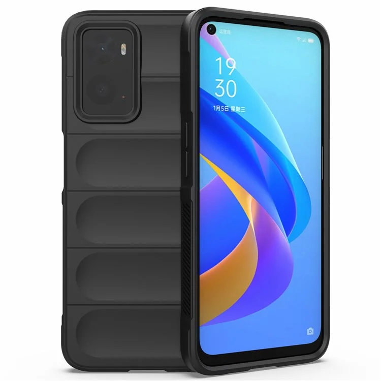 Soft TPU Case for Realme 9i/Oppo A36/A76 4G Anti-fall Phone Wear-resistant Rugged Back Cover Phone Protector - Black-Cellmalls
