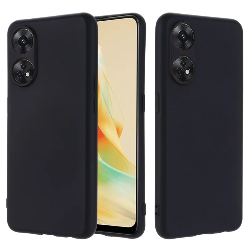 Phone Case for Oppo Reno8 T 4G , Liquid Silicone Soft Lining Shockproof Smartphone Cover with Strap - Black-Cellmalls
