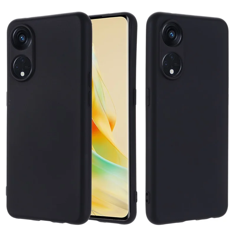 For Oppo Reno8 T 5G / A1 Pro 5G Liquid Silicone Soft Lining Cover Anti-Scratch Phone Case with Strap - Black-Cellmalls