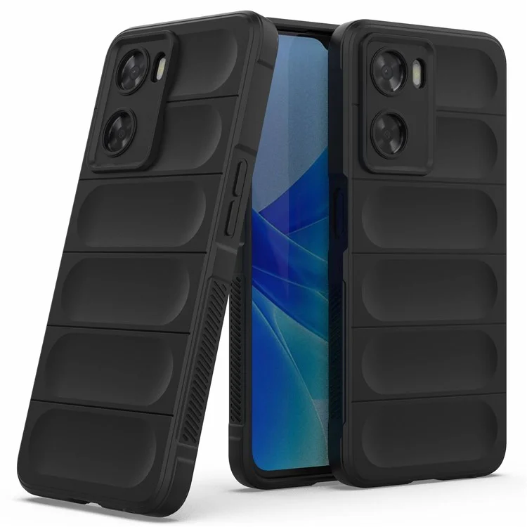 For Oppo A57 4G / A57s 4G Rugged Design TPU Phone Protective Case Anti-scratch Smartphone Back Cover - Black-Cellmalls