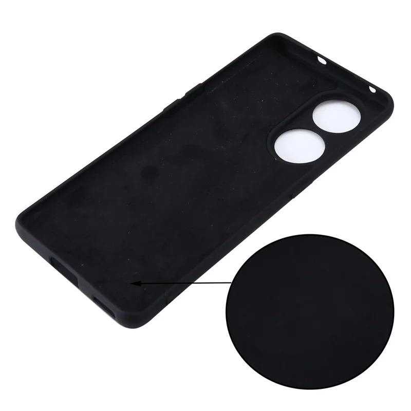 For Oppo Reno8 T 5G / A1 Pro 5G Liquid Silicone Soft Lining Cover Anti-Scratch Phone Case with Strap - Black-Cellmalls