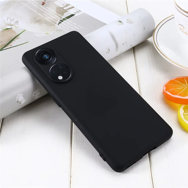 For Oppo Reno8 T 5G / A1 Pro 5G Liquid Silicone Soft Lining Cover Anti-Scratch Phone Case with Strap - Black-Cellmalls