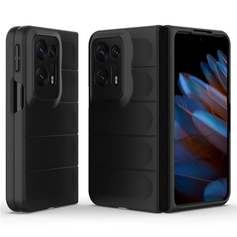 For Oppo Find N2 5G Hard PC Phone Case Shock Absorbing Back Cover - Black-Cellmalls