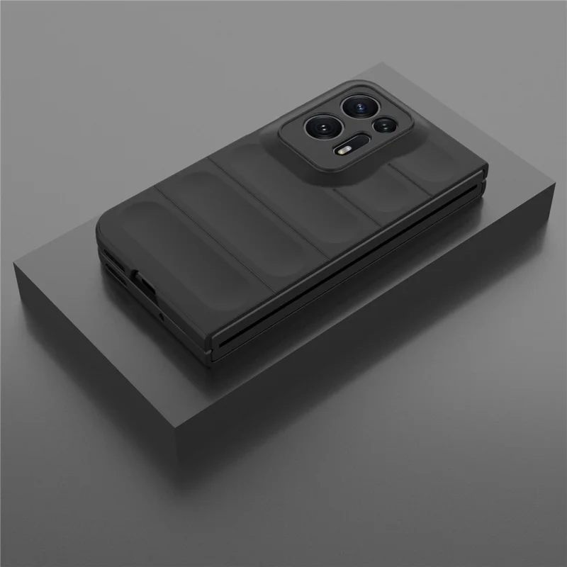 For Oppo Find N2 5G Hard PC Phone Case Shock Absorbing Back Cover - Black-Cellmalls