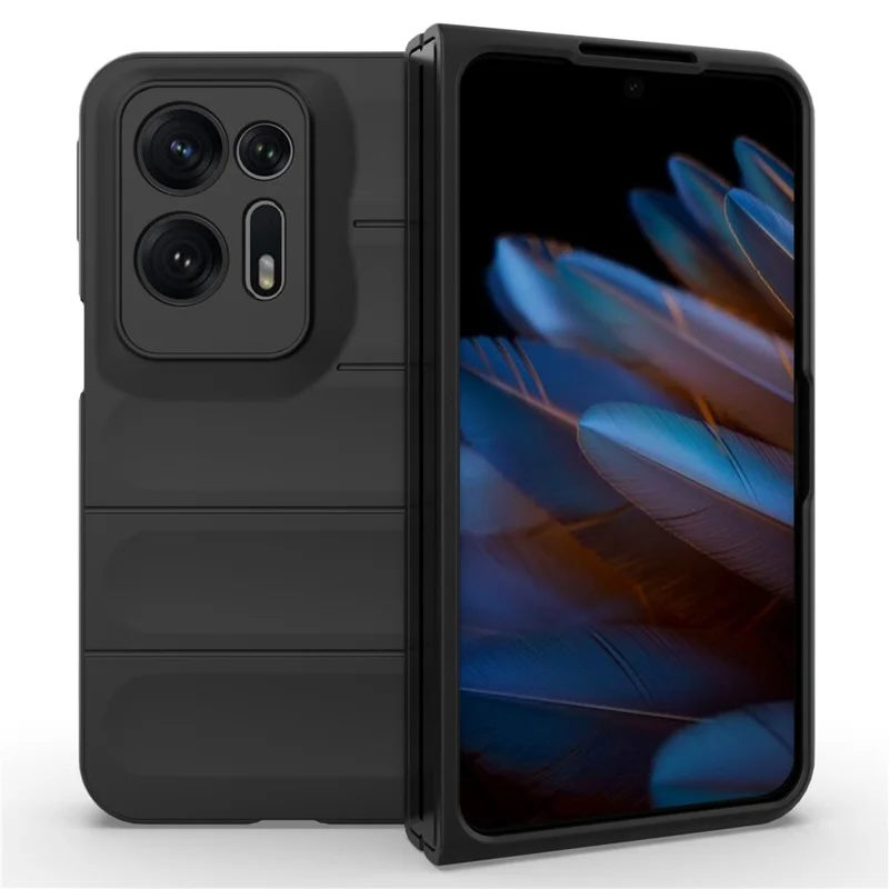 For Oppo Find N2 5G Hard PC Phone Case Shock Absorbing Back Cover - Black-Cellmalls