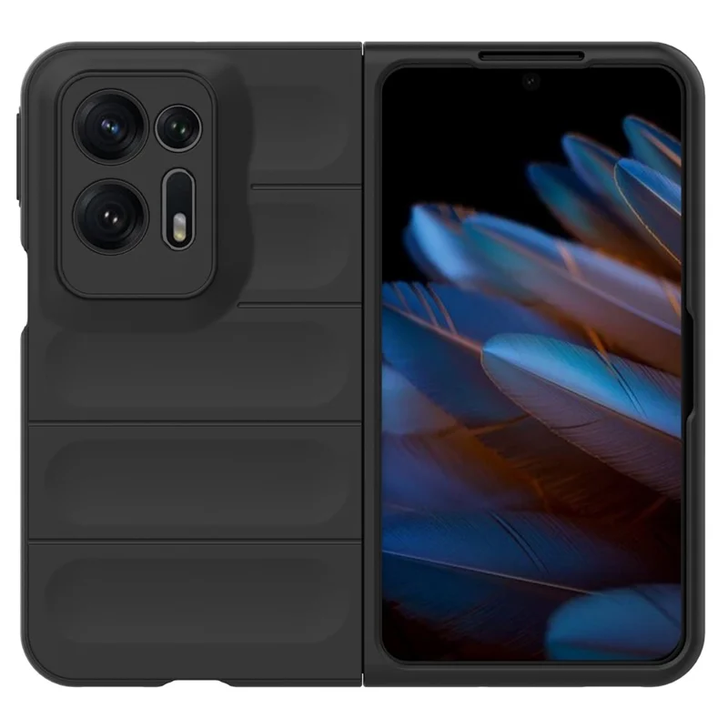 For Oppo Find N2 5G Hard PC Phone Case Shock Absorbing Back Cover - Black-Cellmalls