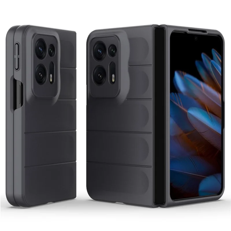 For Oppo Find N2 5G Hard PC Phone Case Shock Absorbing Back Cover - Black-Cellmalls