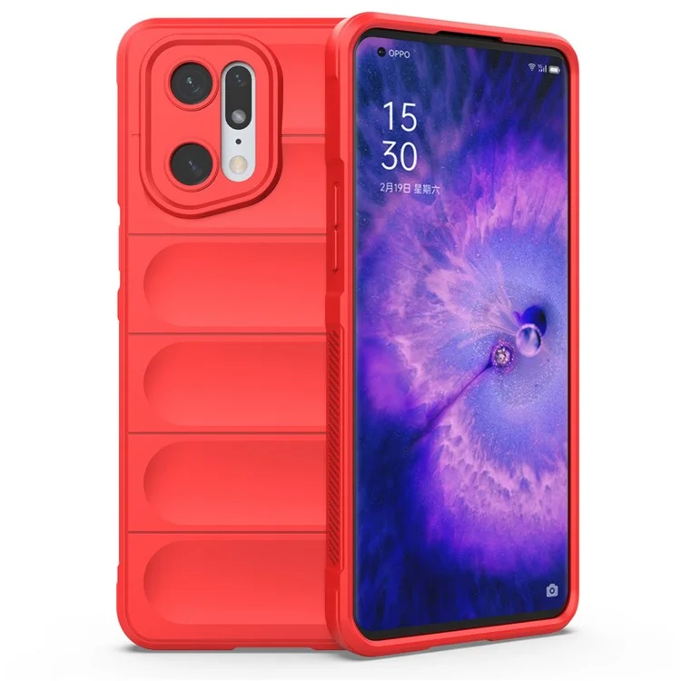 For Oppo Find X5 Pro Precise Cutout Durable Soft TPU Anti-slip Edge Phone Protector Rugged Back Case - Red-Cellmalls